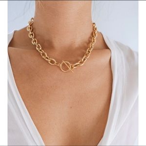 Gold chain choker necklace